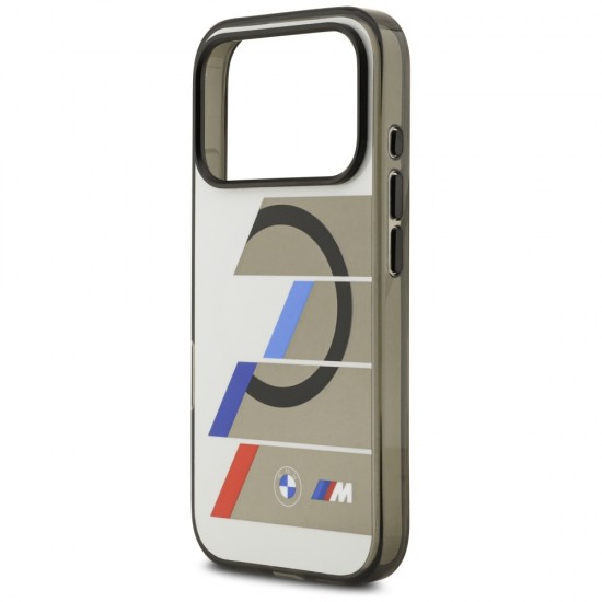 BMW M IML Metal Buttons Tricolor Lines MagSafe Case for iPhone 17 Pro - Gray