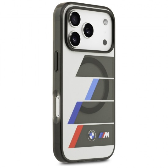 BMW M IML Metal Buttons Tricolor Lines MagSafe Case for iPhone 17 Pro Max - Gray