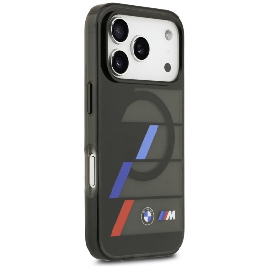 BMW M IML Metal Buttons Tricolor Lines MagSafe Case for iPhone 17 Pro Max - Black