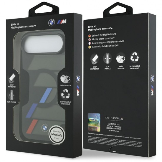 BMW M IML Metal Buttons Tricolor Lines MagSafe Case for iPhone Air - Black