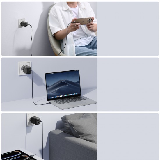 Ładowarka sieciowa Joyroom JR-TCG17 45W 2 x- USB-C (wtyczka EU) - czarna