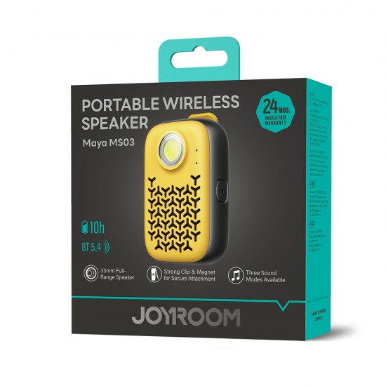 Joyroom Maya JR-MS03 portable Bluetooth speaker with built-in flashlight, resistant - yellow