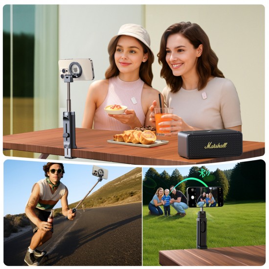 Joyroom JR-ZS509 MagSafe Compatible Selfie Stick with Bluetooth - Black