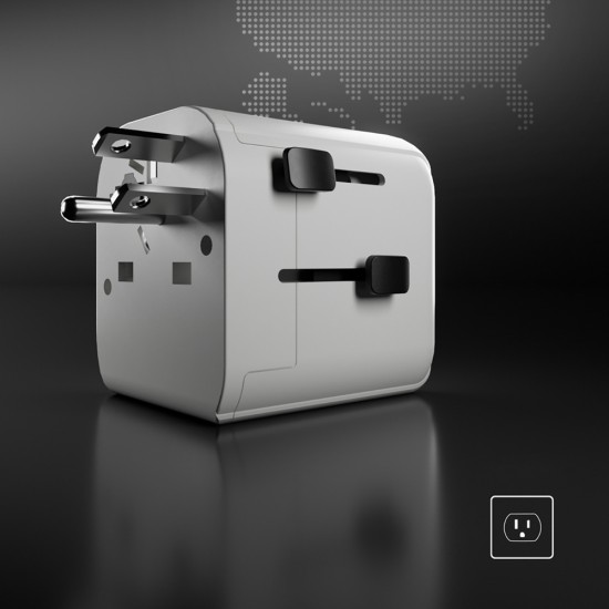 SBS universal travel adapter - EU 2xUSB-A - white