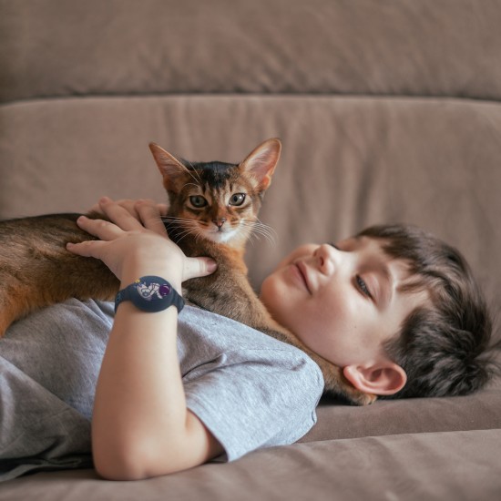 AirTag Case Silicone Wristband for Kids - Navy Blue with Astronaut