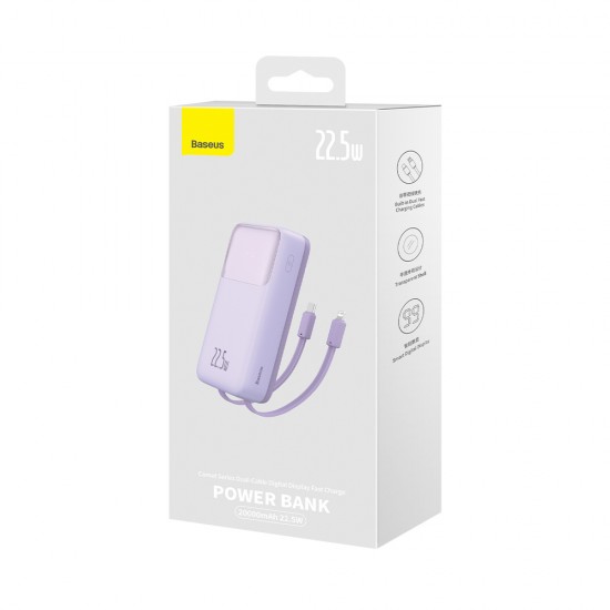 Baseus Comet Series powerbank with display 20000mAh 22.5W - purple + USB-A / USB-C cable