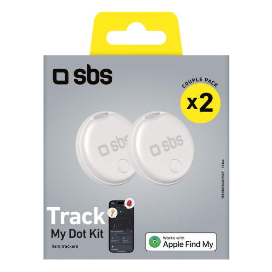 SBS Track My Circle locator compatible with Apple Find My set of 2 - white