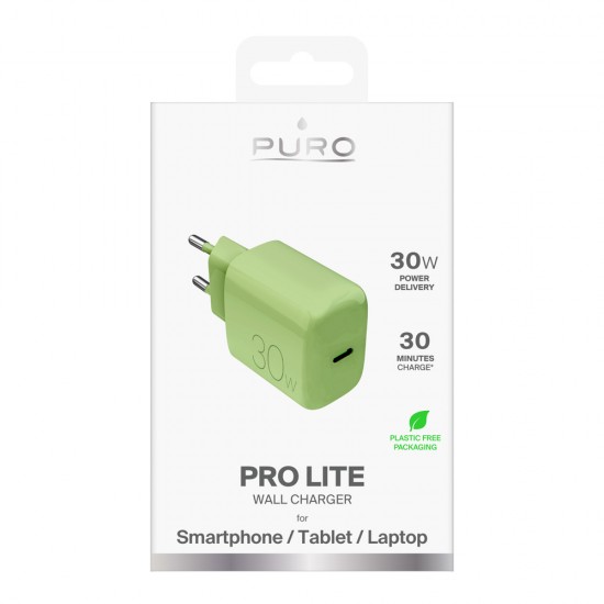 Puro Pro Lite 30W USB-C Wall Charger - Green
