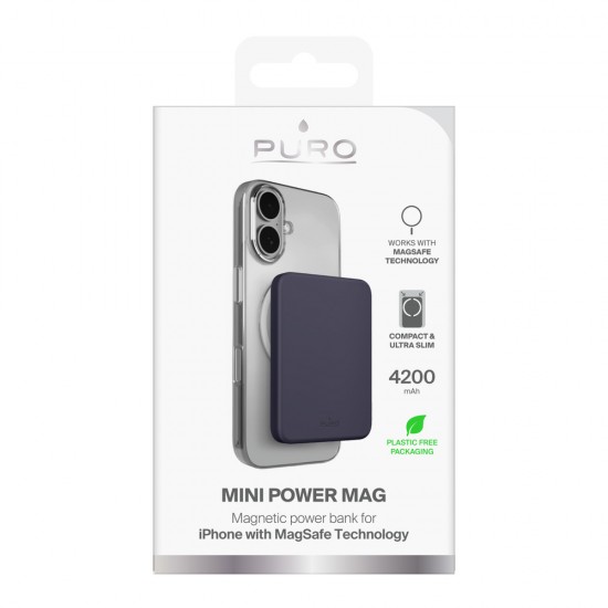 Puro 4200mAh Ultra-Thin MagSafe USB-C Compatible Power Bank - Gray