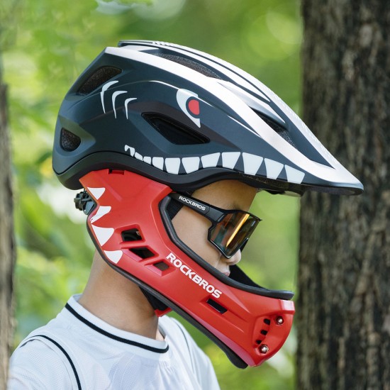 Rockbros TT-32005 Shark Children's Bike Helmet with Detachable Jaw Size M (54-58) - Black