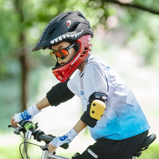 Rockbros TT-32006 Shark Children's Bike Helmet with Detachable Jaw Size S (48-52) - Black
