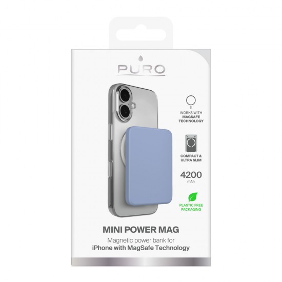Puro 4200mAh Ultra-Thin MagSafe USB-C Compatible Power Bank - Blue