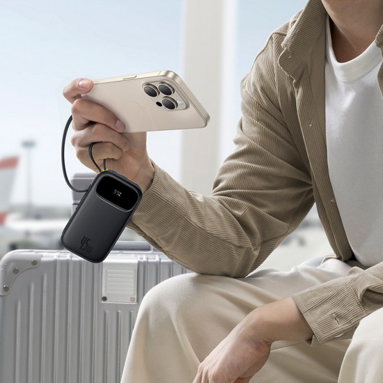 Baseus EnerFill FC31 10000mAh 45W Power Bank with USB-C and Lightning Cables - Black