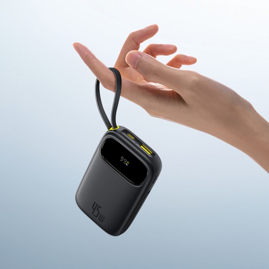 Baseus EnerFill FC31 10000mAh 45W Power Bank with USB-C and Lightning Cables - Black