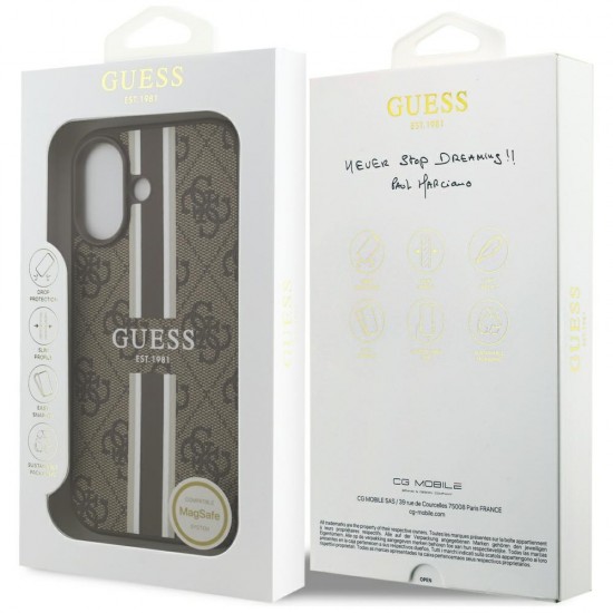 Guess 4G Printed Stripes MagSafe case for iPhone 17 - brown