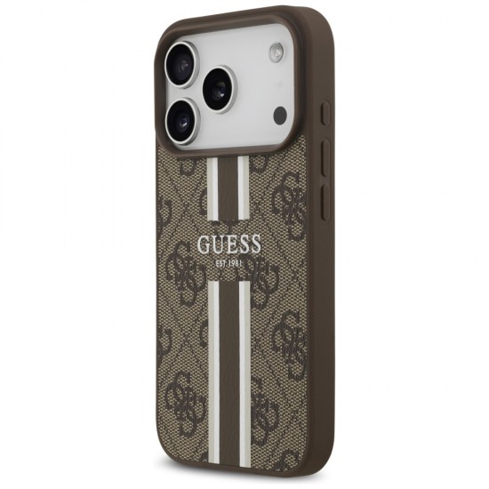 Guess 4G Printed Stripes MagSafe case for iPhone 17 Pro - brown