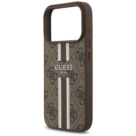 Guess 4G Printed Stripes MagSafe case for iPhone 17 Pro - brown