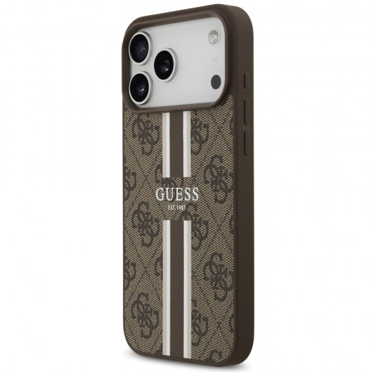 Guess 4G Printed Stripes MagSafe case for iPhone 17 Pro Max - brown
