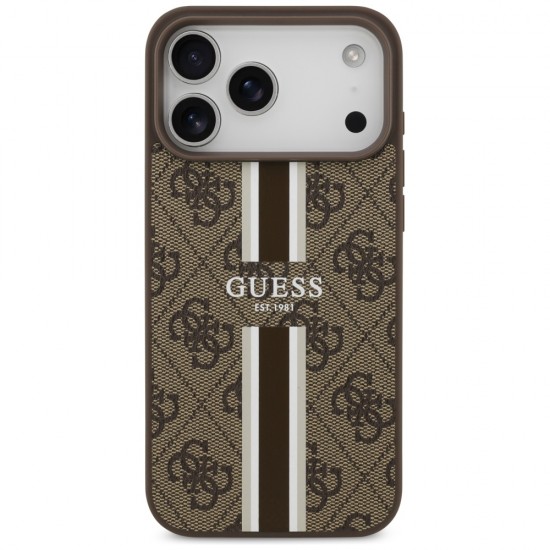 Guess 4G Printed Stripes MagSafe case for iPhone 17 Pro Max - brown