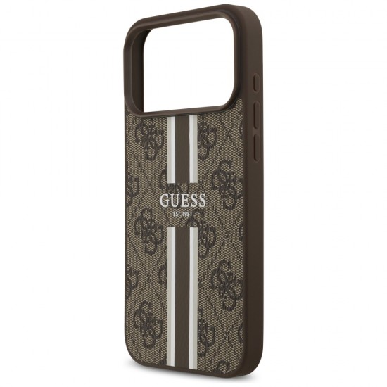 Guess 4G Printed Stripes MagSafe case for iPhone 17 Pro Max - brown