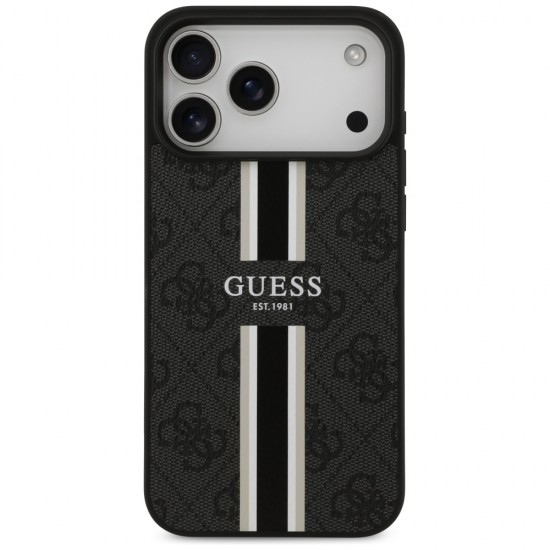 Guess 4G Printed Stripes MagSafe case for iPhone 17 Pro Max - black