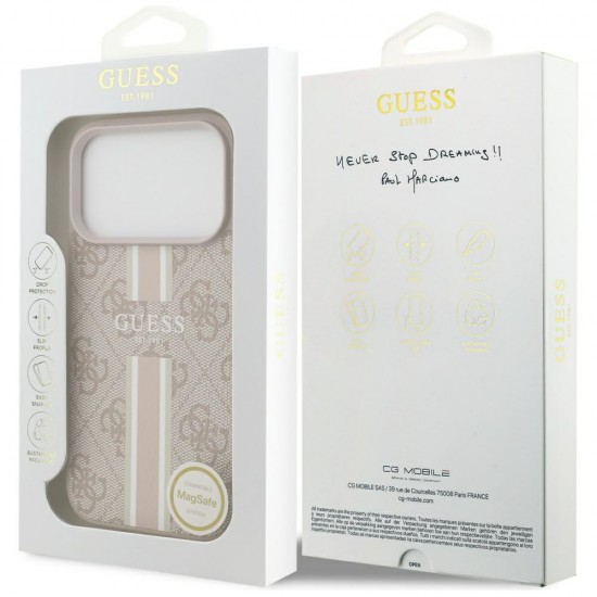 Guess 4G Printed Stripes MagSafe Case for iPhone 17 Pro - Pink