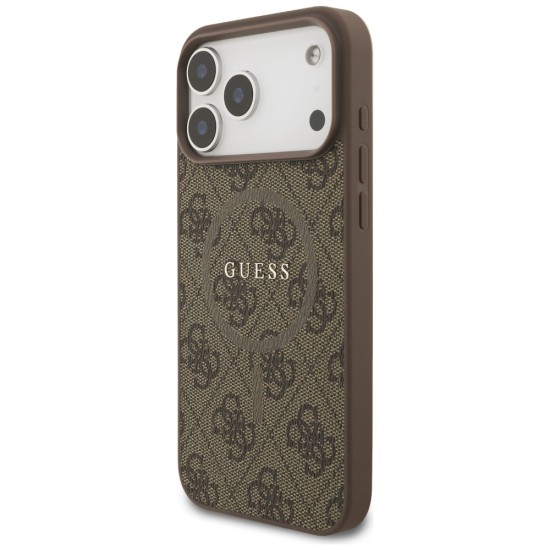 Guess 4G Ring Classic Logo MagSafe Case for iPhone 17 Pro Max - Brown