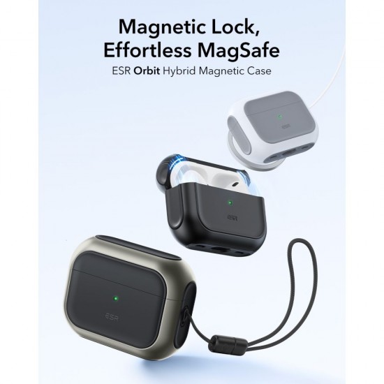 ESR Orbit HaloLock MagSafe Case for AirPods Pro 3 - Gray & Black