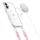 Tech-Protect Flexair Chain MagSafe Case for iPhone 16 - Clear + 2 Lanyards (Pink and Gray)