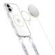 Tech-Protect Flexair Chain MagSafe Case for iPhone 16 - Clear + 2 Lanyards (Pink and Gray)