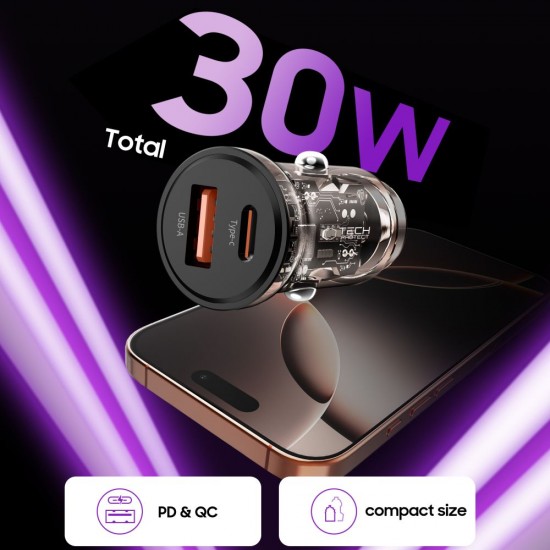 Tech-Protect CC01 30W 2-Port USB-A / USB-C Car Charger - Black