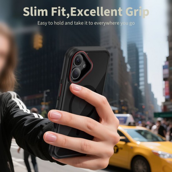 Tech-Protect MagHybrid MagSafe Case for iPhone 17 - Black and Red