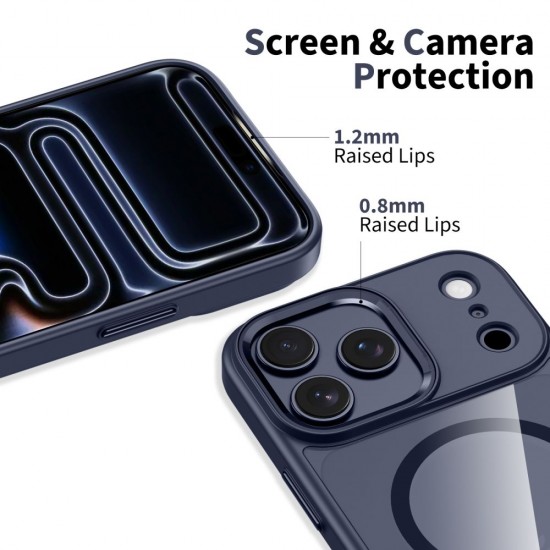 Tech-Protect MagMat MagSafe Case for iPhone 17 Pro Max - Transparent - Navy Blue
