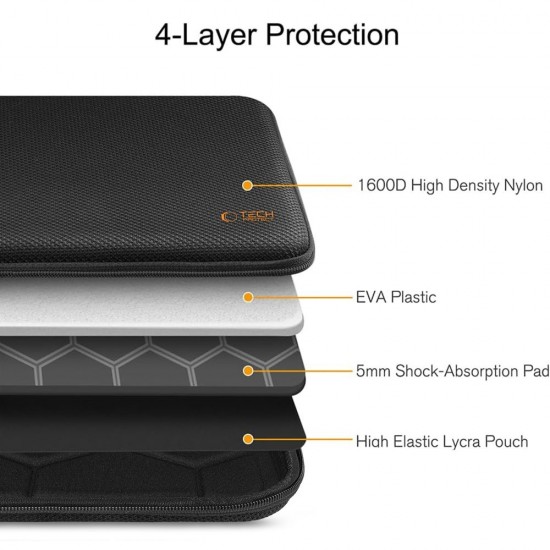 Tech-Protect Hardpouch for 15-16 Laptops - Black and Orange