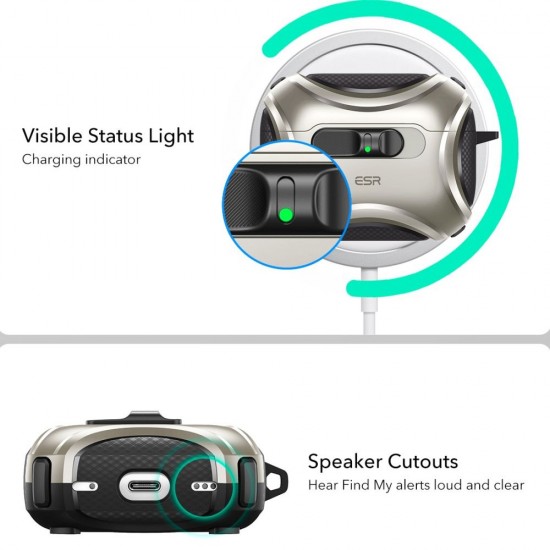 ESR Cyber ​​FlickLock MagSafe case for AirPods Pro 3 - silver