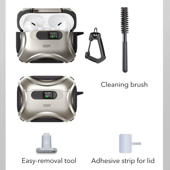 ESR Cyber ​​FlickLock MagSafe case for AirPods Pro 3 - silver