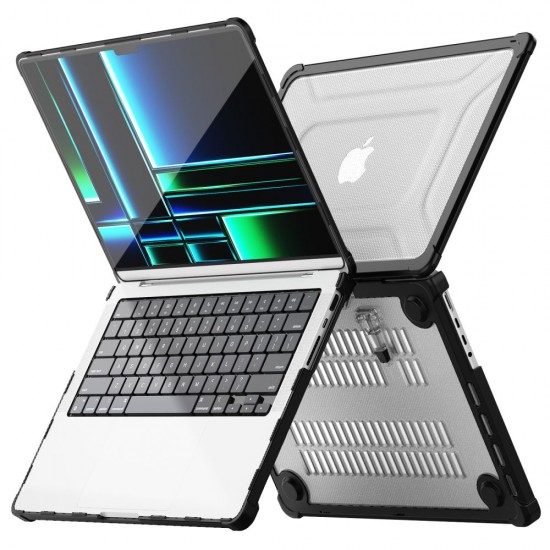 Tech-Protect SmartShell Pro case for Macbook Pro 14 M1 / M2 / M3 / M4 / M5 2021-2025 - black and transparent
