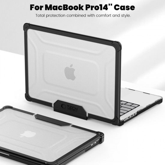 Tech-Protect SmartShell Pro case for Macbook Pro 14 M1 / M2 / M3 / M4 / M5 2021-2025 - black and transparent