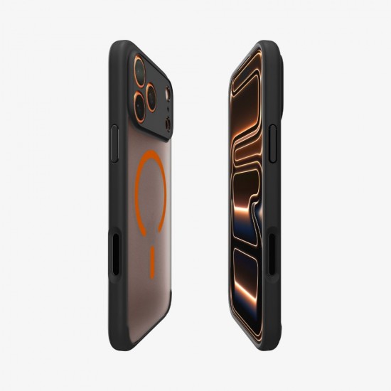 Spigen Ultra Hybrid MagSafe Case for iPhone 17 Pro Max - Black and Orange