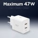 Spigen Essential EE472EU 2-port USC-C 47W wall charger - white