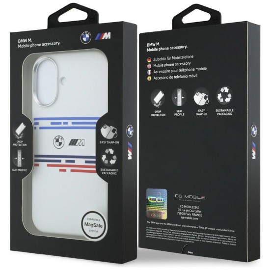 BMW M Silicon Horizontal Line MagSafe Case for iPhone 17 - White