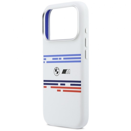 BMW M Silicon Horizontal Line MagSafe Case for iPhone 17 Pro - White