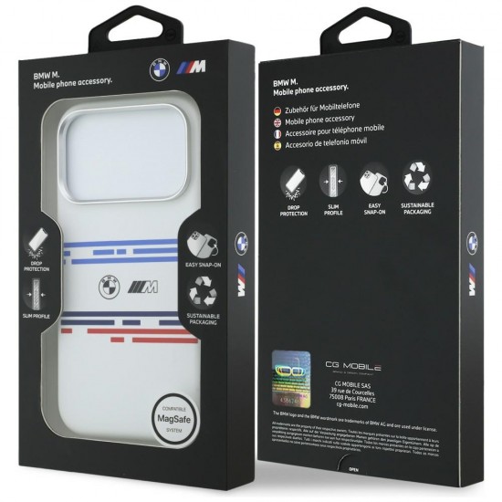 BMW M Silicon Horizontal Line MagSafe Case for iPhone 17 Pro - White