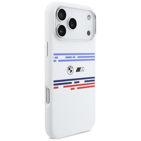 BMW M Silicon Horizontal Line MagSafe Case for iPhone 17 Pro Max - White