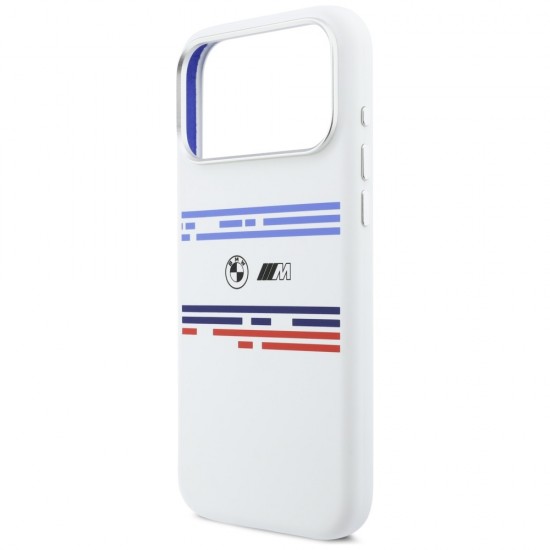 BMW M Silicon Horizontal Line MagSafe Case for iPhone 17 Pro Max - White