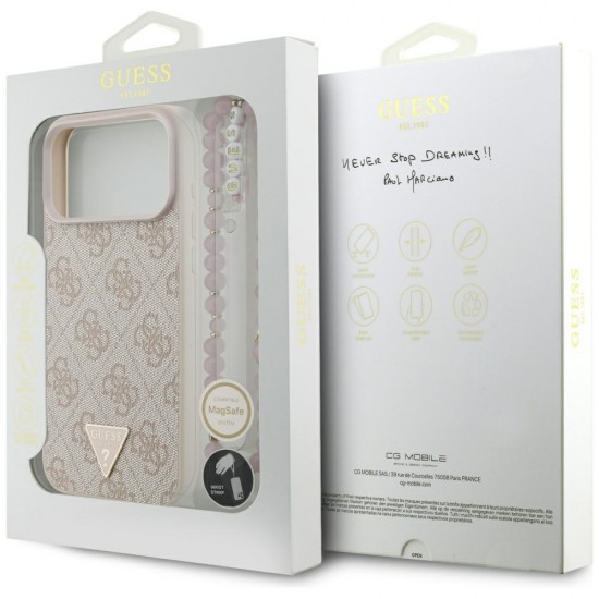 Guess 4G Strap Triangle Logo MagSafe Case for iPhone 17 Pro Max - Pink