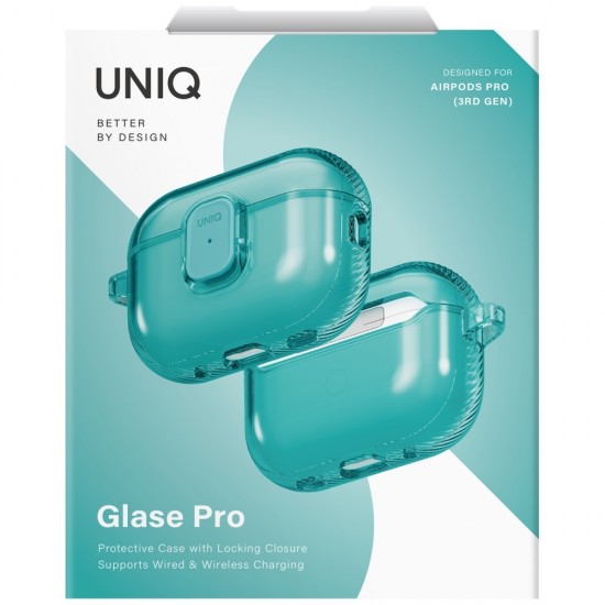 Uniq Glase Pro Case for AirPods Pro 3 Lock Case - Transparent Blue
