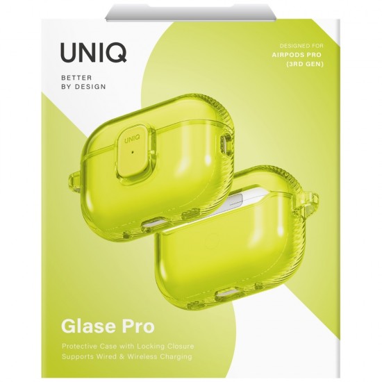 Uniq Glase Pro Case for AirPods Pro 3 Lock Case - Transparent Yellow