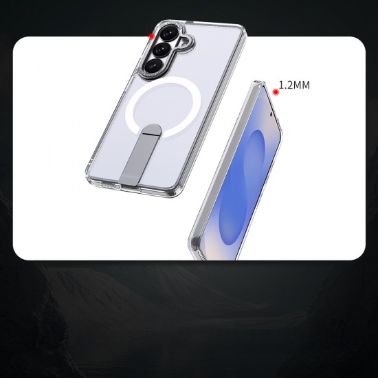 Hybrid Armor X Case for Samsung Galaxy S26 Plus with Stand, Compatible with MagSafe - Transparent