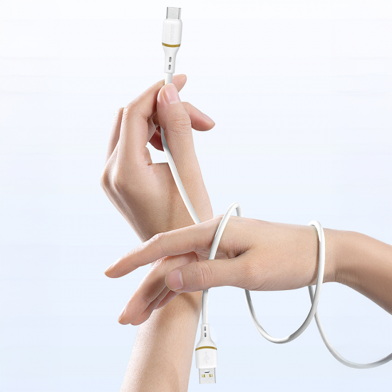 Dudao L25L USB-A - Lightning Cable 1m 30W with Soft Silicone Braid - White